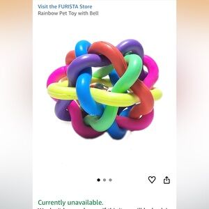 🌈 Colorful Nobbly Wobbly Rainbow Ball with Bell for Dogs and Cats